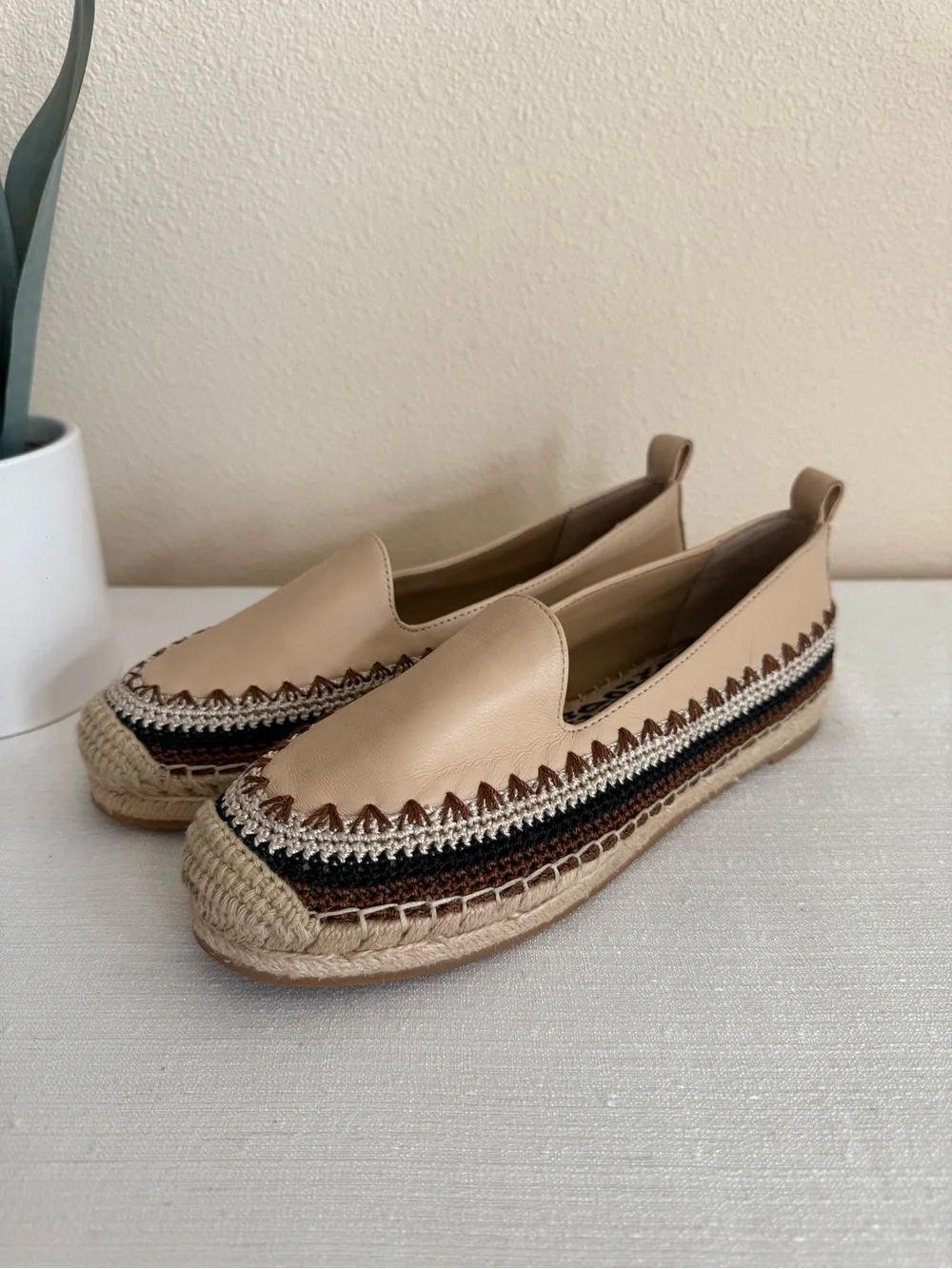 New ChicoBeige Leather Espadrille Slip-On Loafer - Women